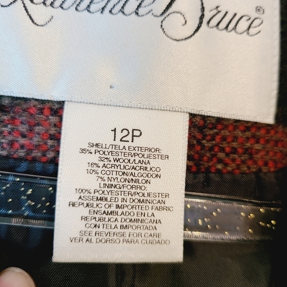 Lawrence Bruce | Women's Vintage Wool Blend Striped Blazer (Size 12 Petite) - Picture 4 of 13